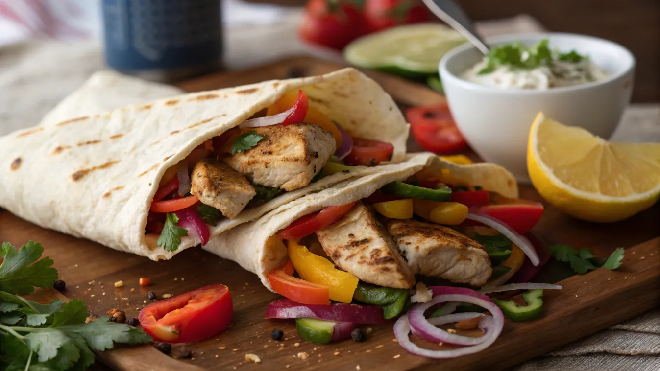 homemade shawarma made with marinated chicken,